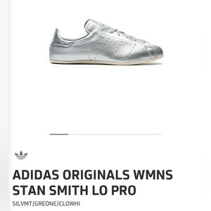 Adidas x Stan Smith Originals Lo Pro, Womens Size 10, Silver/Metallic, Brand New
